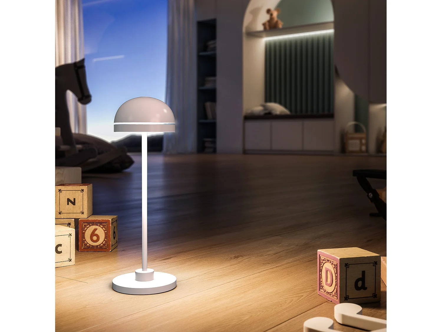 Lampe de table touch aluminium LED DUPLO CUP Blanc H26cm