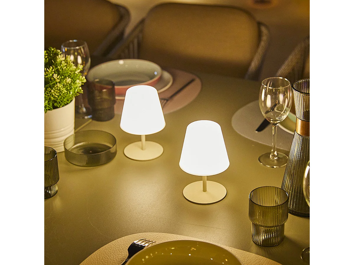 4 Lampes de table sans fil TWINS Sable H16cm