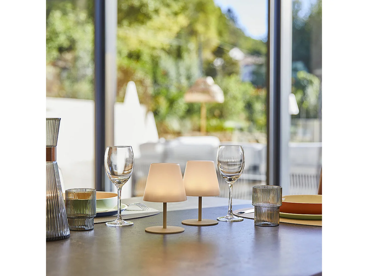 4 Lampes de table sans fil TWINS Sable H16cm