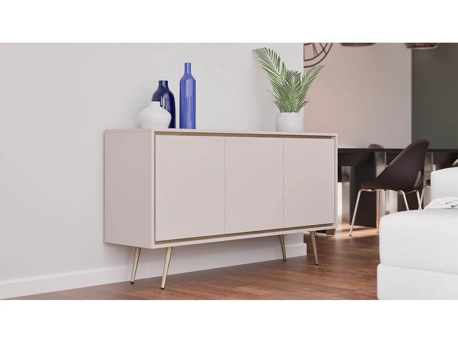 Buffet Tori 150 cm - Cachemire avec liseré doré