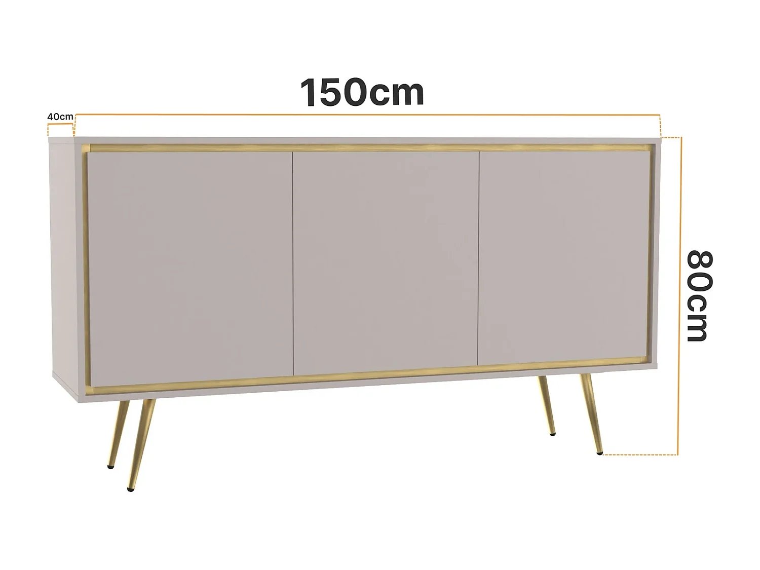 Buffet Tori 150 cm - Cachemire avec liseré doré
