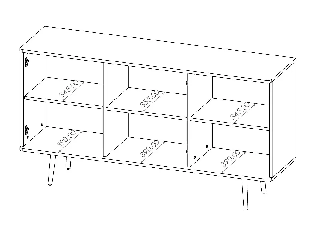 Sideboard Pinelli 150 cm - 3 türen fischgrät captain deck