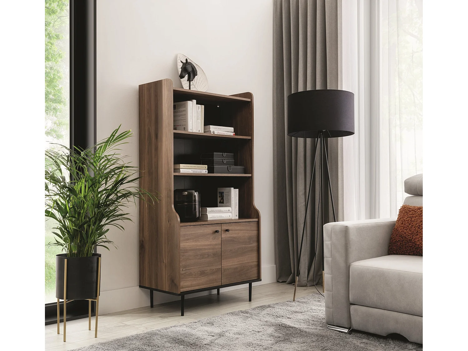 Armoire de rangement Nero 80 cm - style loft bois et noir