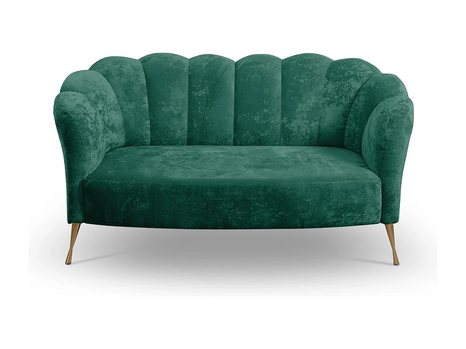 Canapé 2 places Adria - velours vert malachite pieds dorés