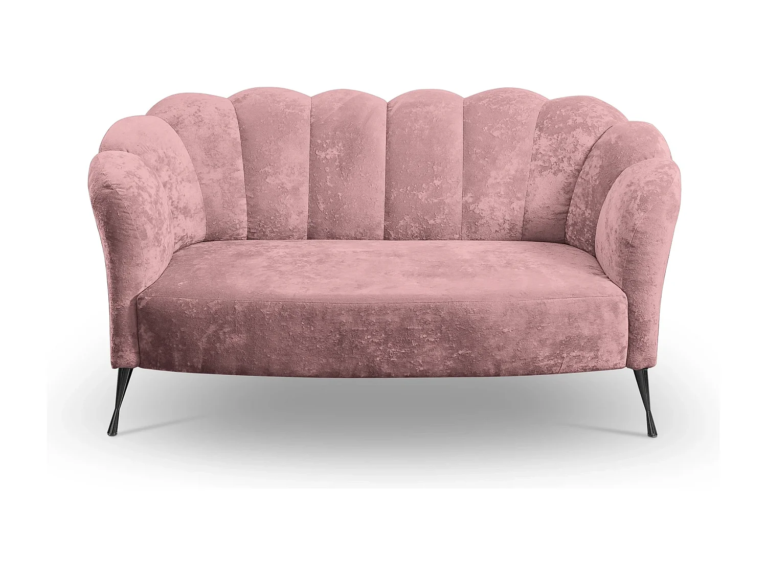 Canapé 2 places Adria - velours vieux rose pieds noirs