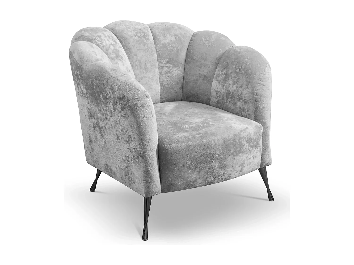 Muschelsessel Adria - samt platingrau schwarze füße