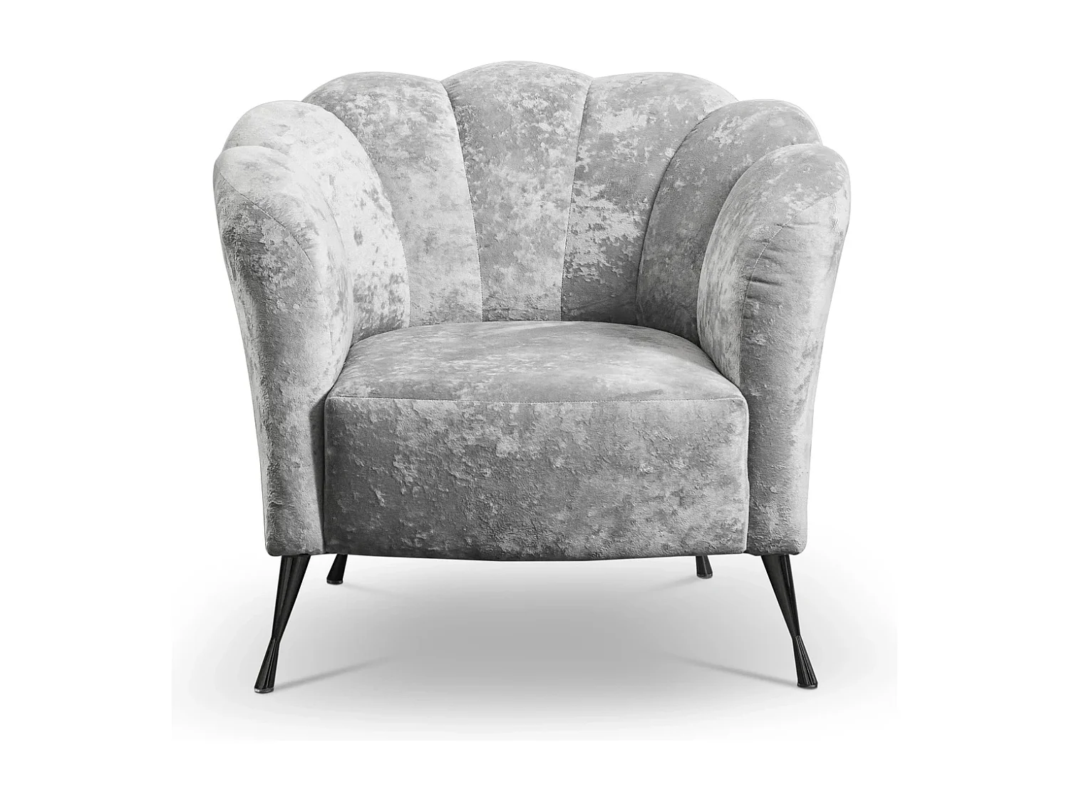 Muschelsessel Adria - samt platingrau schwarze füße