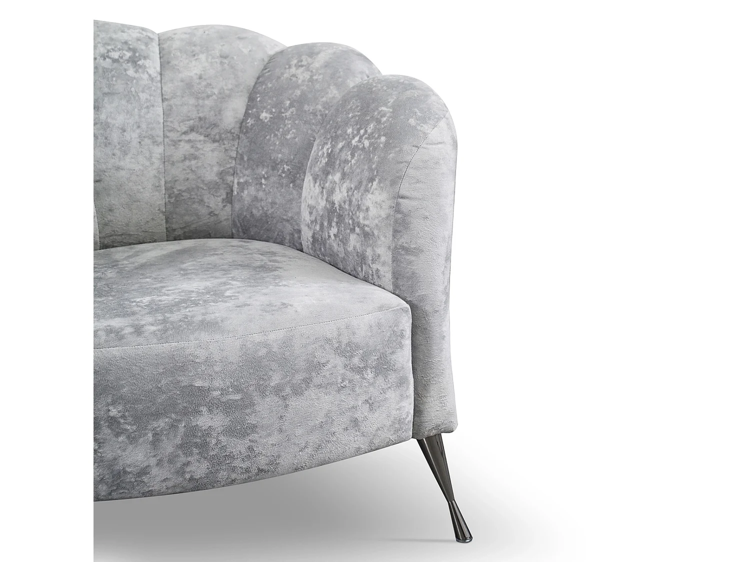 Muschelsessel Adria - samt platingrau schwarze füße