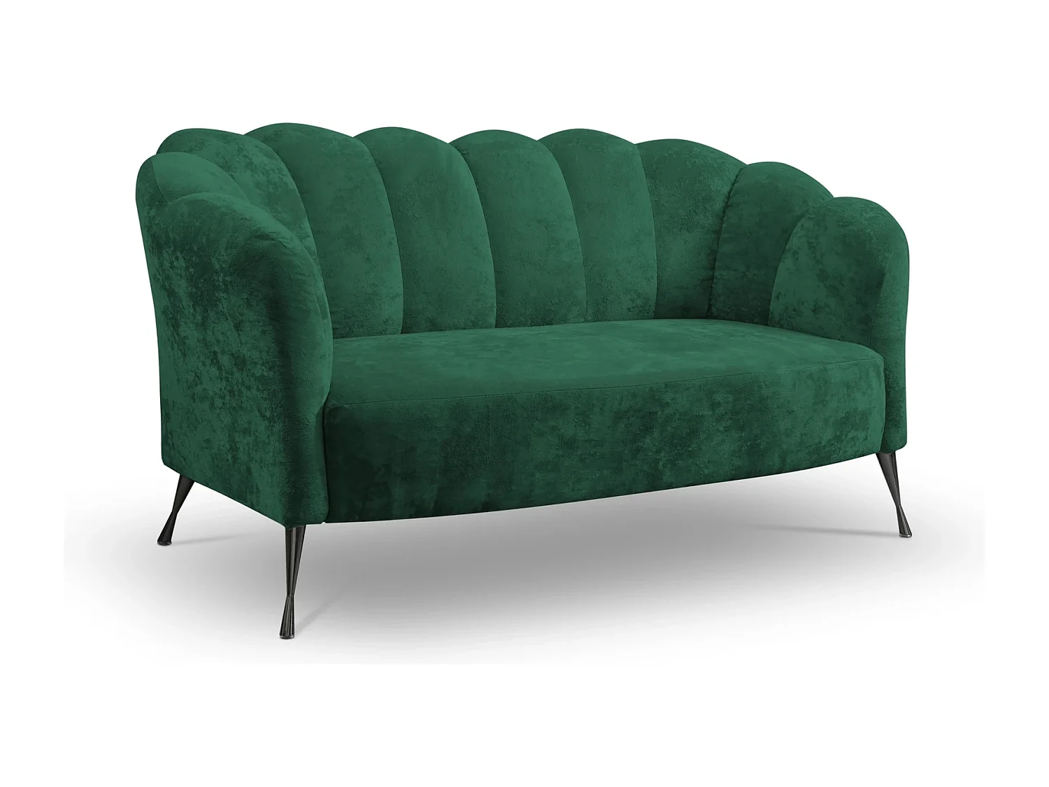 Canapé 2 places Adria - velours vert malachite pieds noirs
