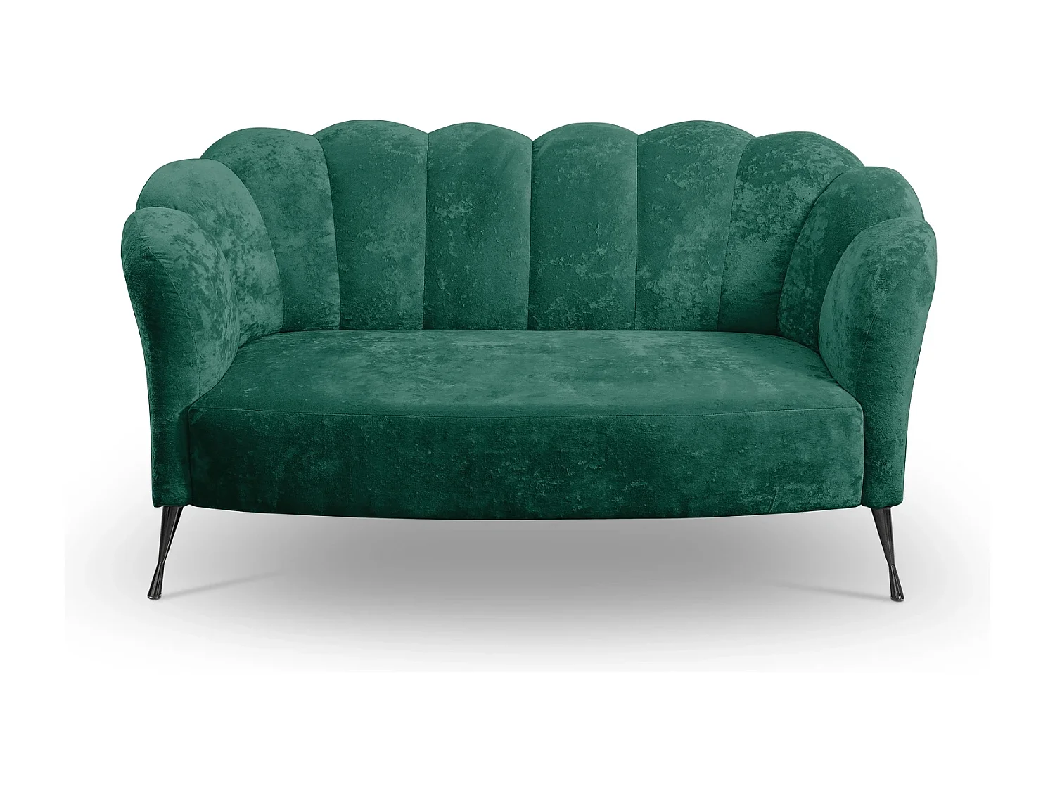 Canapé 2 places Adria - velours vert malachite pieds noirs