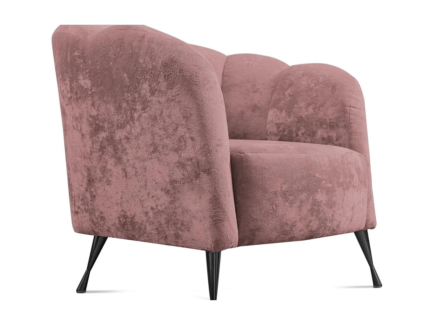 Ensemble salon 2+1 Adria - velours vieux rose pieds noirs