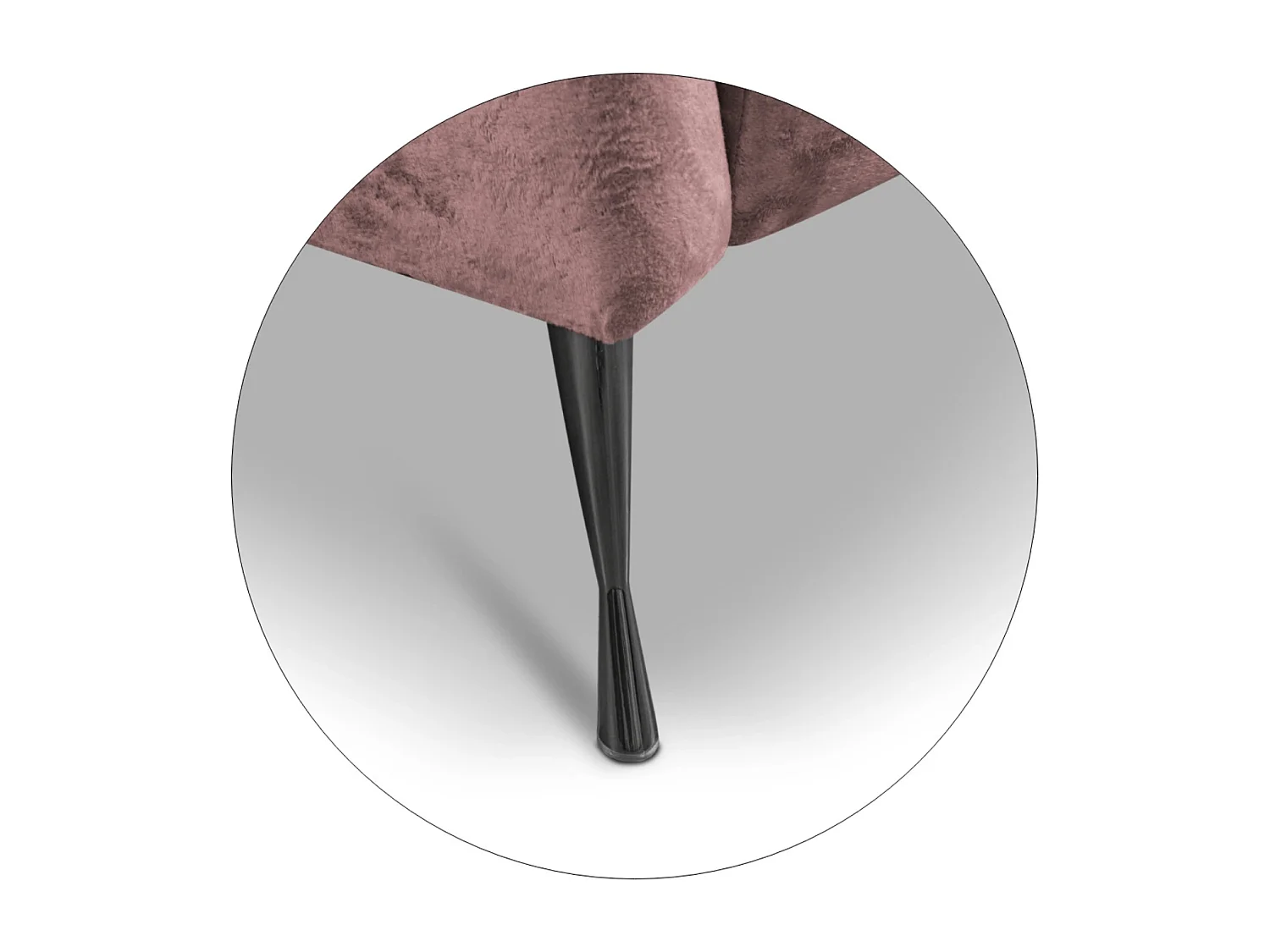 Ensemble salon 2+1 Adria - velours vieux rose pieds noirs