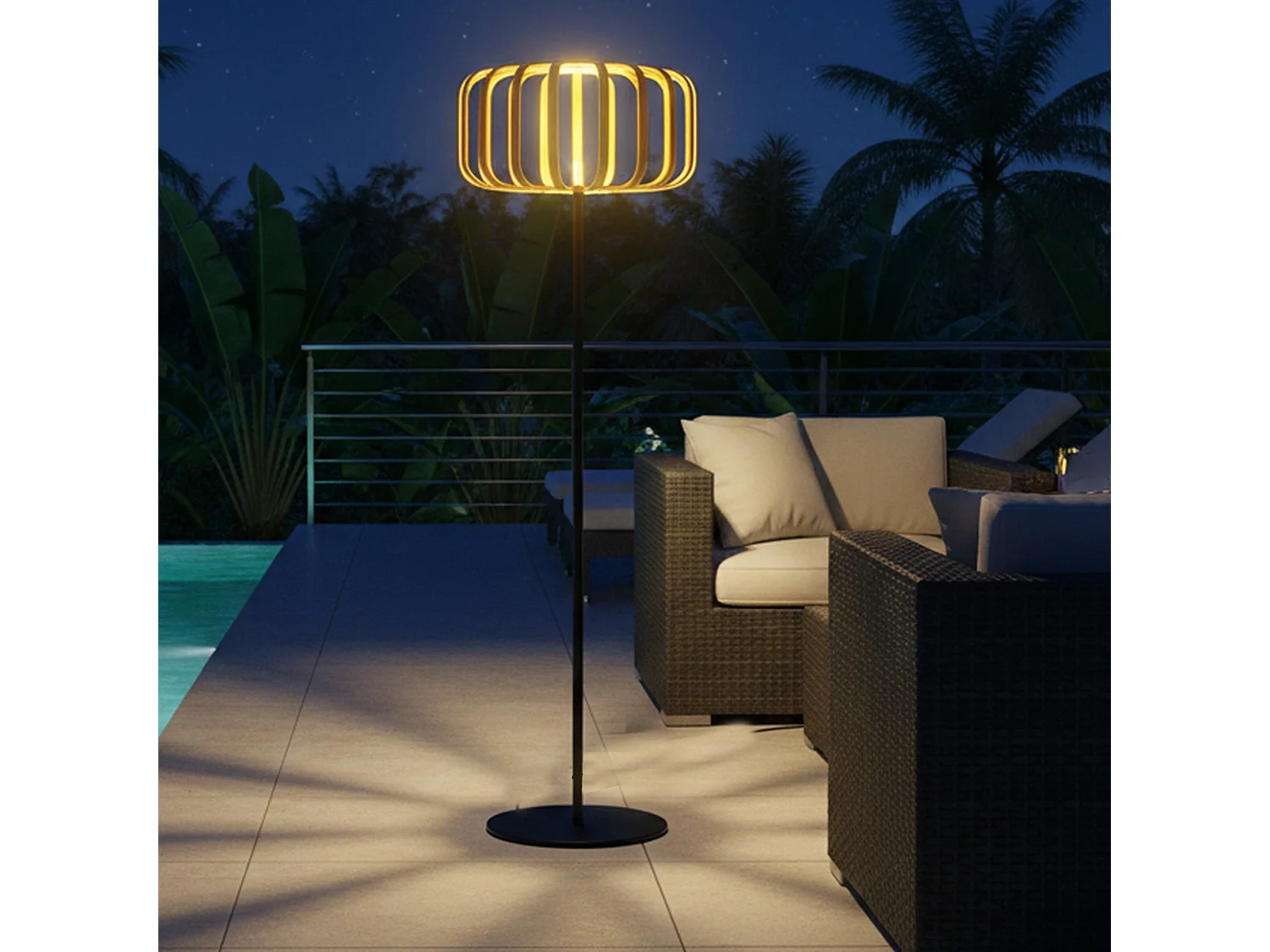 Lampadaire solaire STANDY BAMBOU H150cm