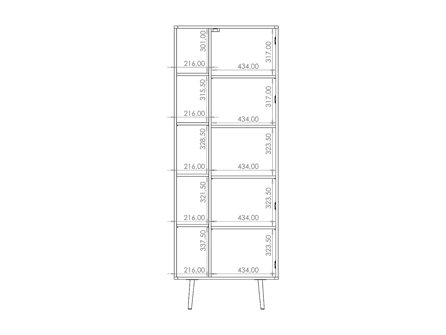 Regal Pinelli 70 cm - fischgrät fronten schwarz