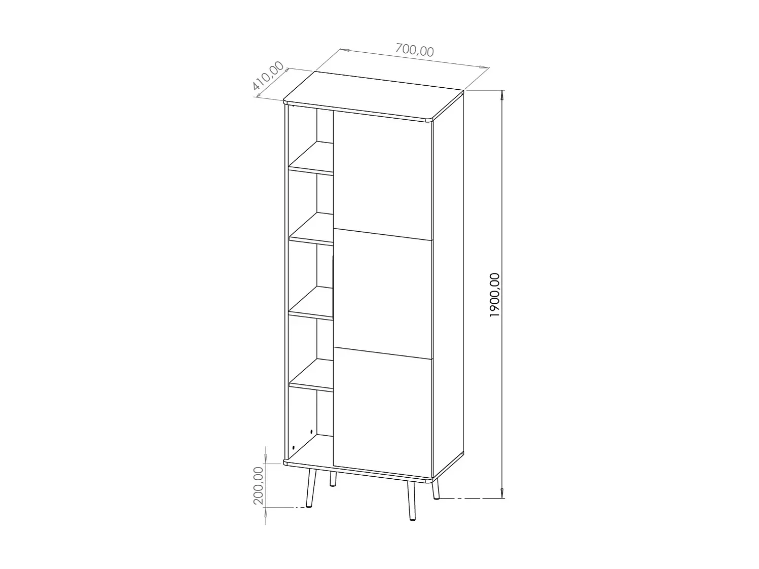 Regal Pinelli 70 cm - fischgrät fronten schwarz
