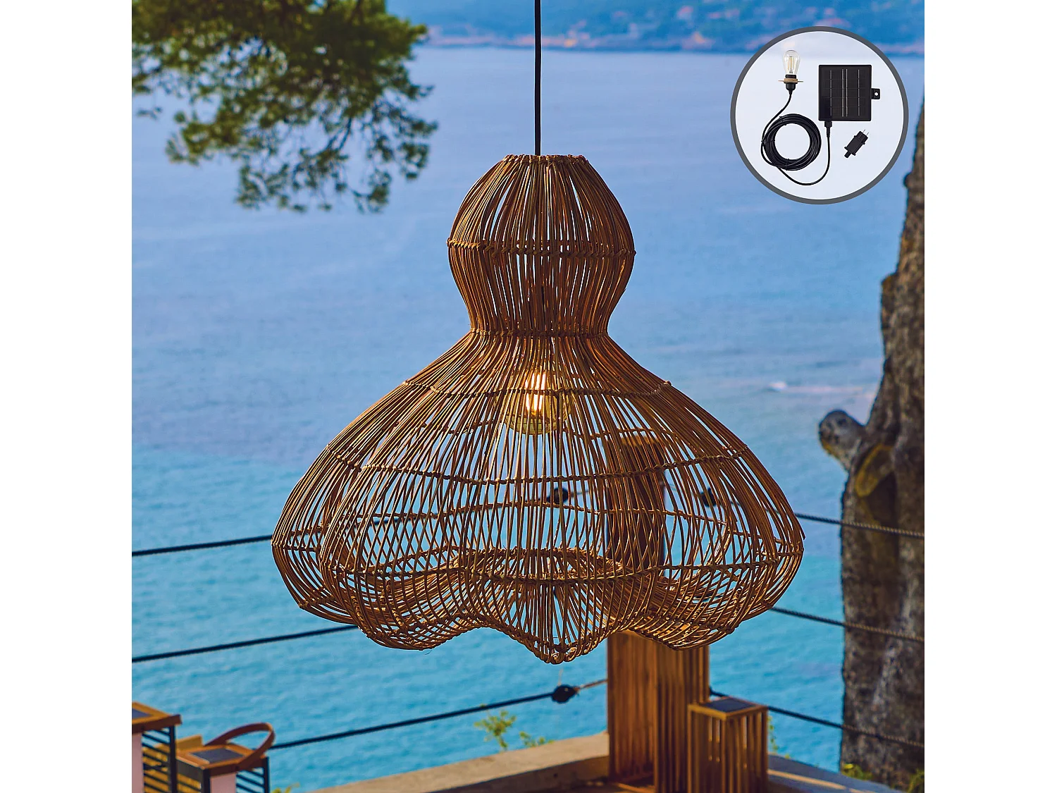 Suspension solaire bohème RONDA SOLAR H60cm