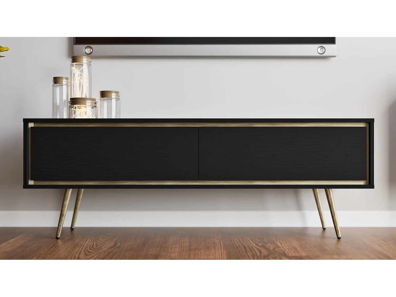 TV-meubel Tori 150 cm - Kasjmier en gouden poten