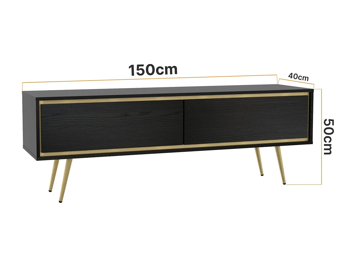 TV-meubel Tori 150 cm - Kasjmier en gouden poten