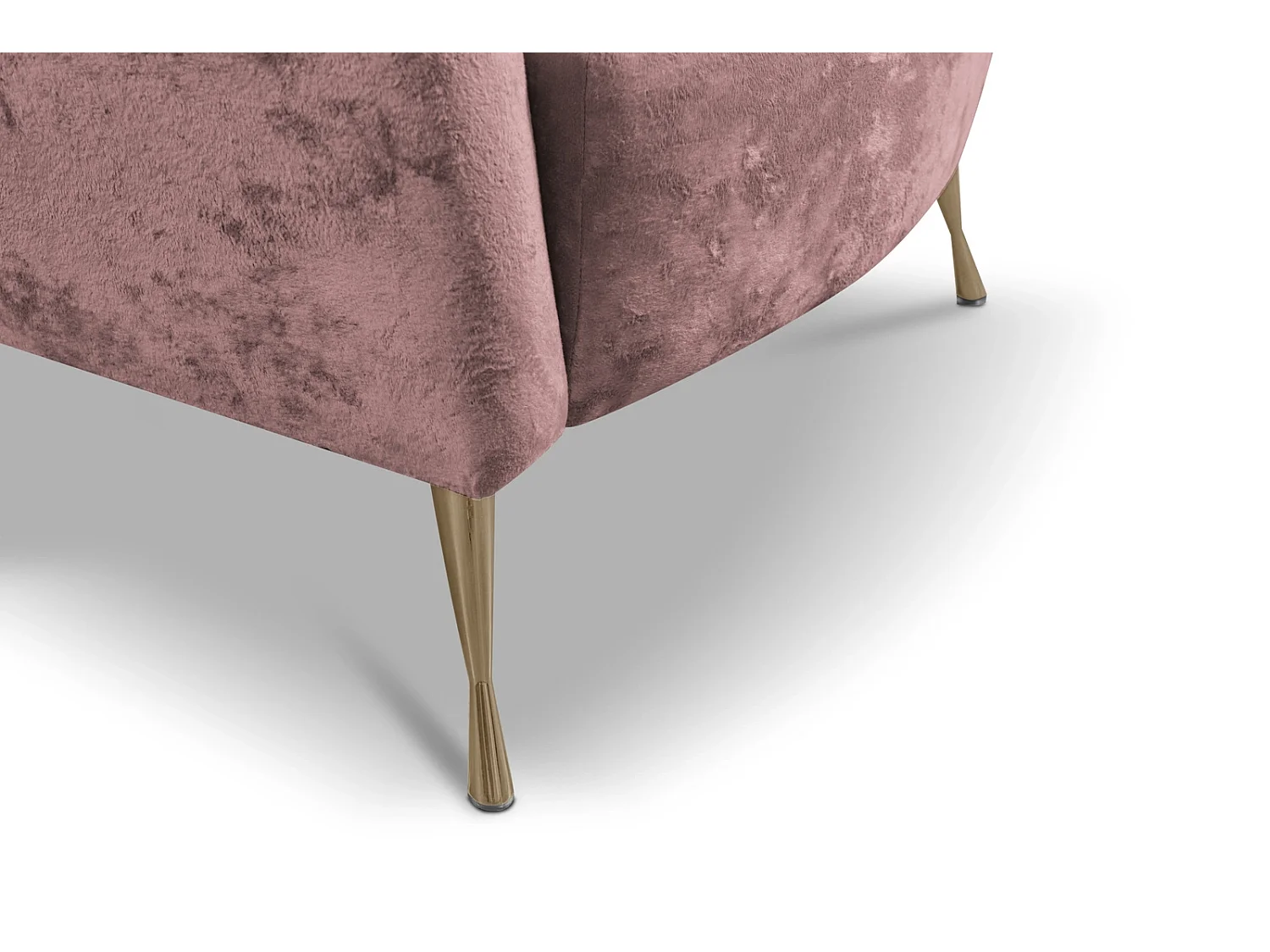 Fauteuil coquillage Adria - velours vieux rose pieds dorés