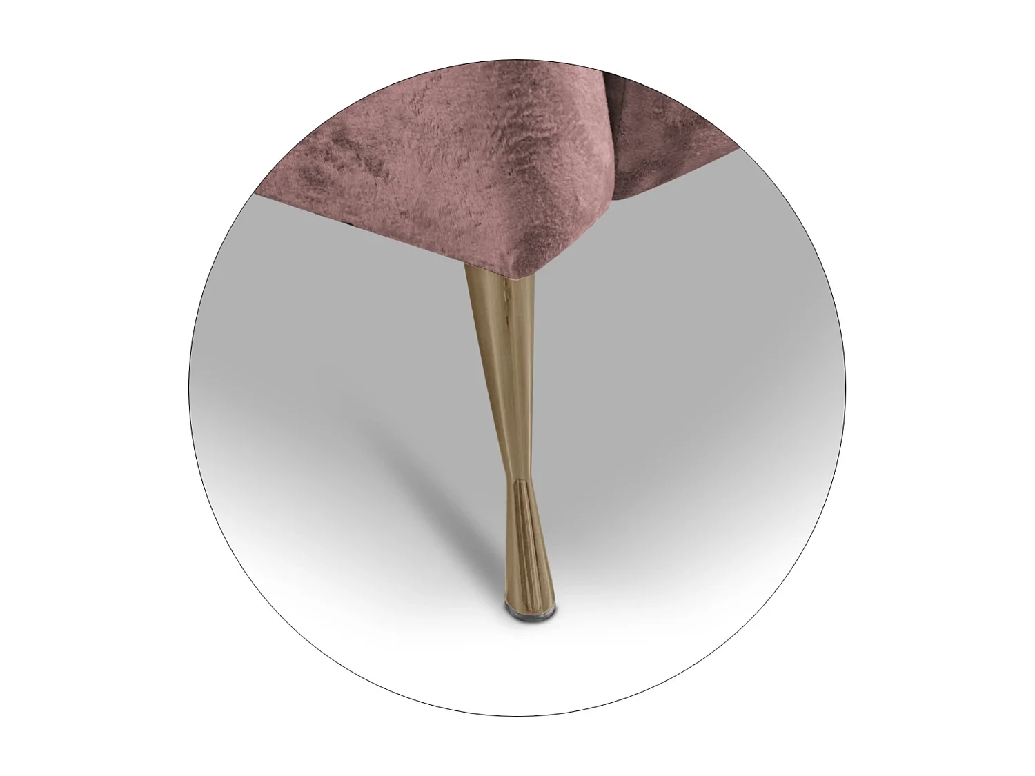 Fauteuil coquillage Adria - velours vieux rose pieds dorés