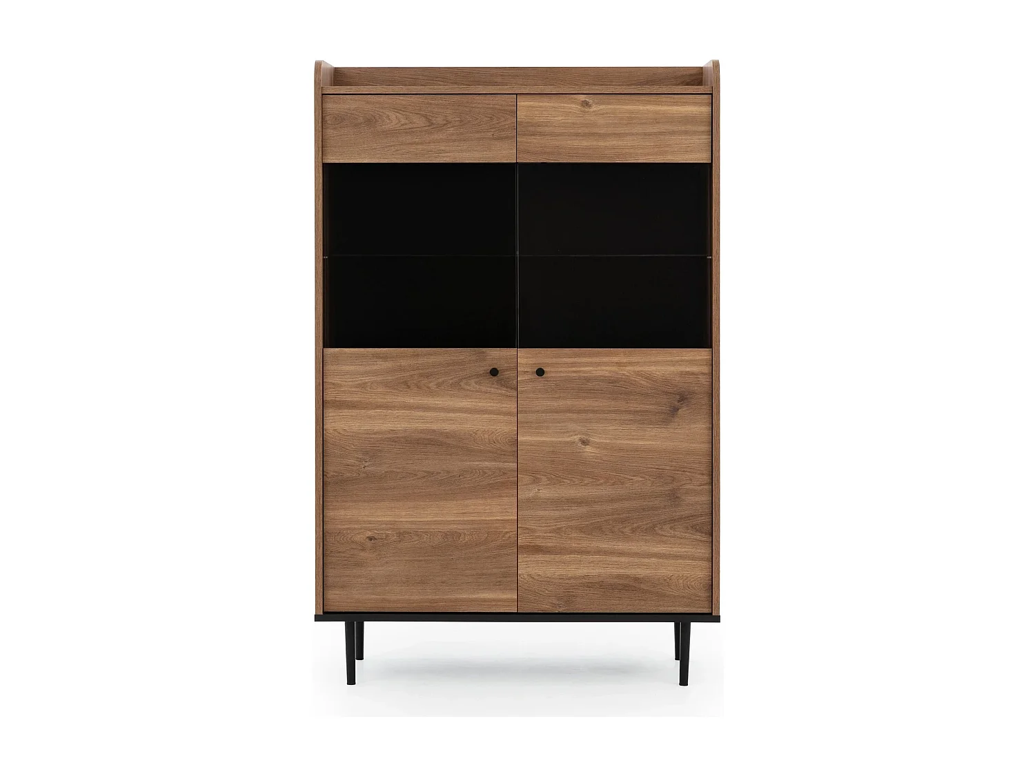 Vitrinekast Nero 90 cm - Brandy Castello en zwart metaal