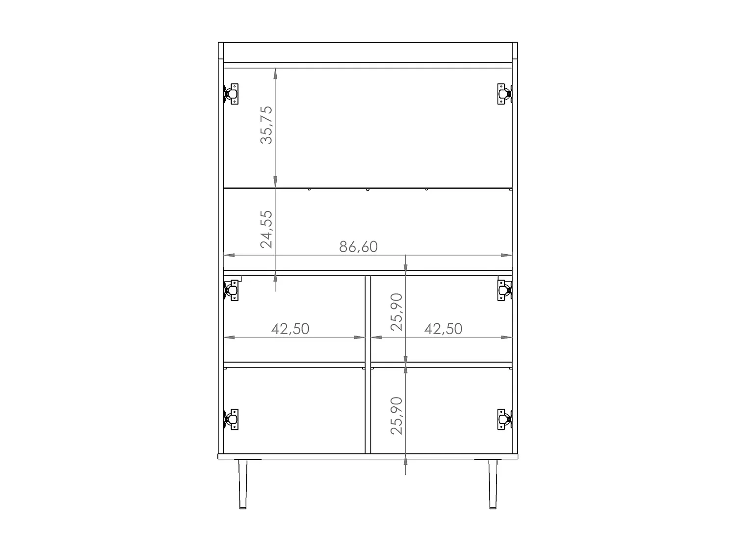 Vitrinekast Nero 90 cm - Brandy Castello en zwart metaal
