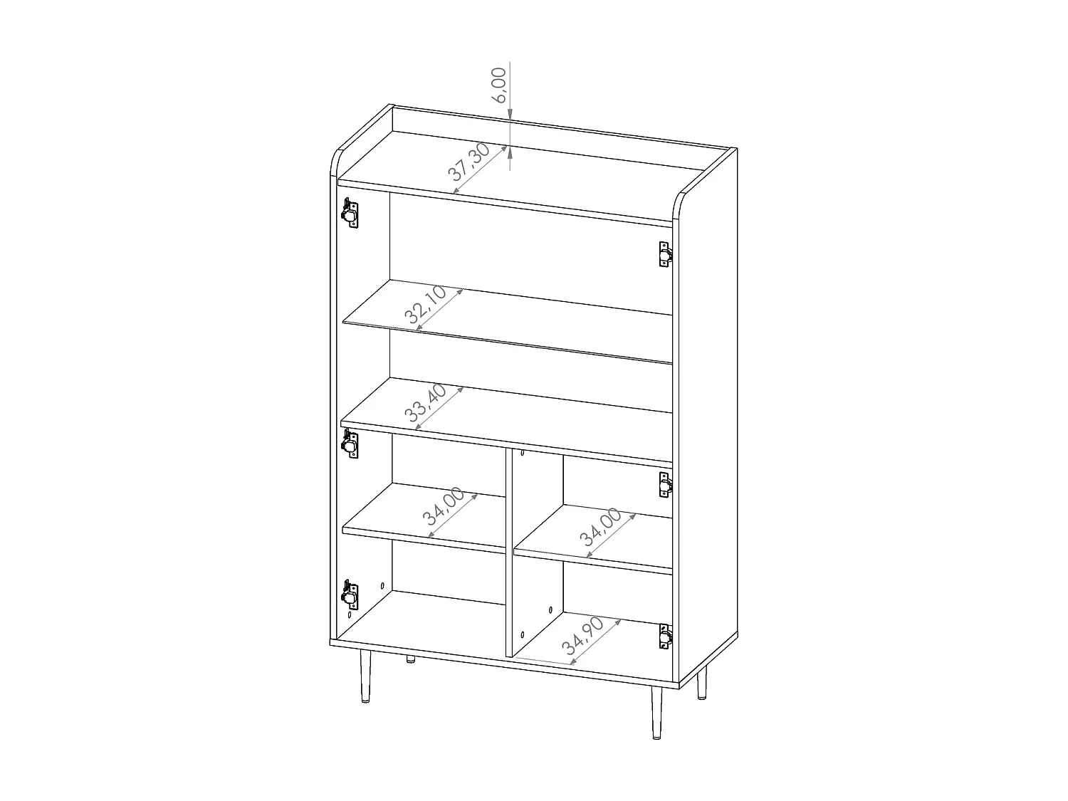 Vitrinekast Nero 90 cm - Brandy Castello en zwart metaal