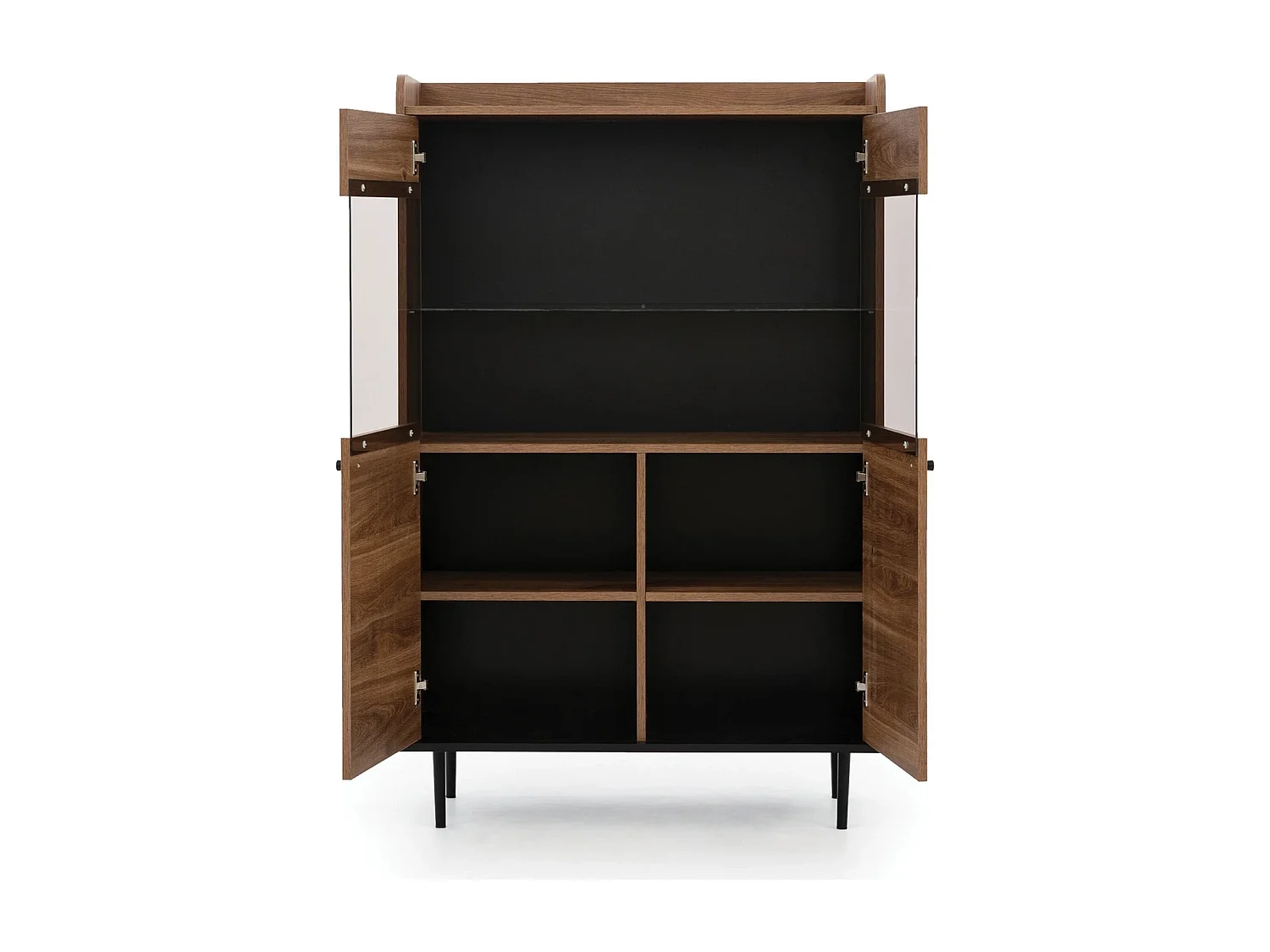 Vitrinekast Nero 90 cm - Brandy Castello en zwart metaal