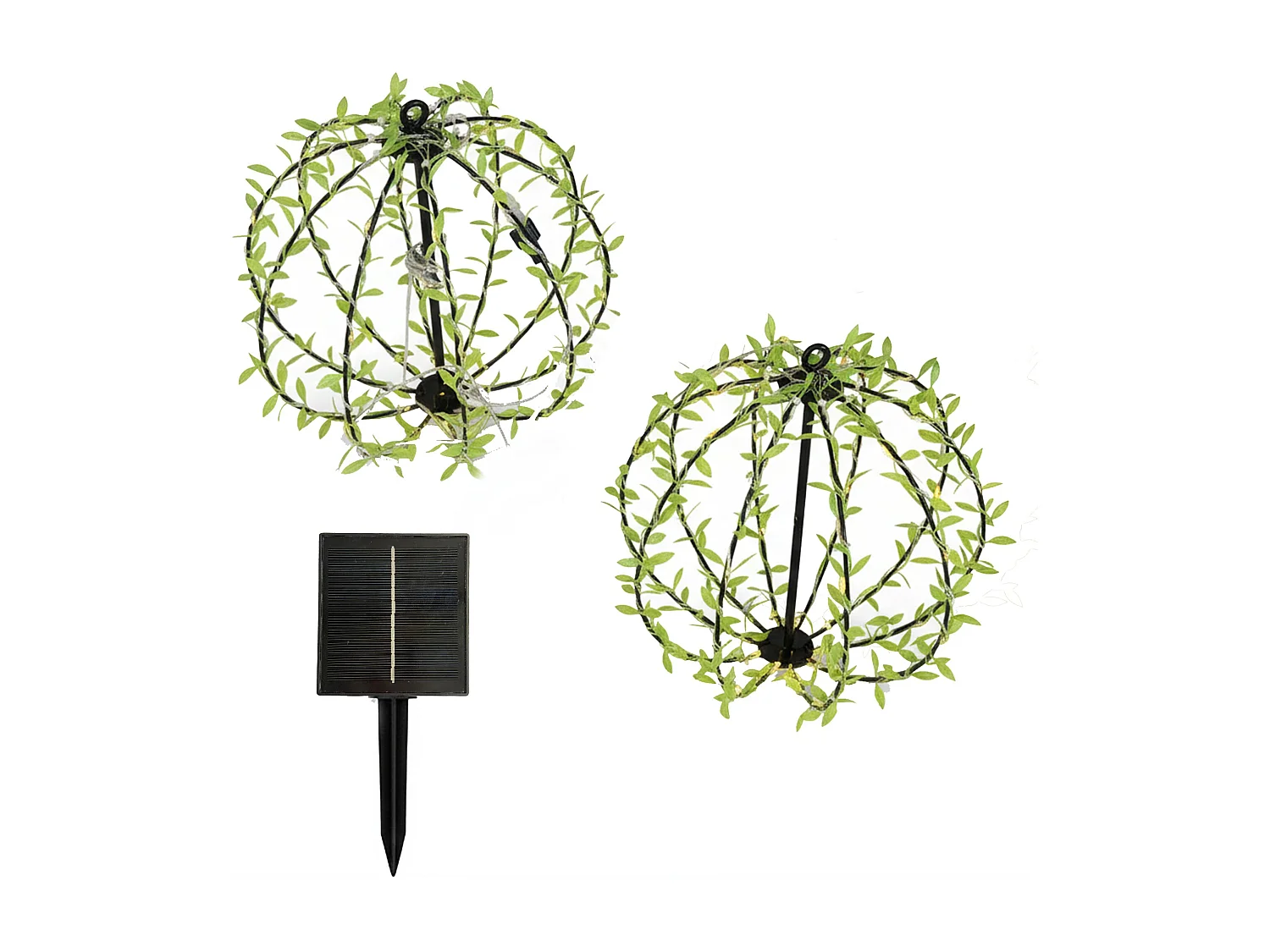 2 suspensions solaires boules feuilles BALL FESTY D30cm