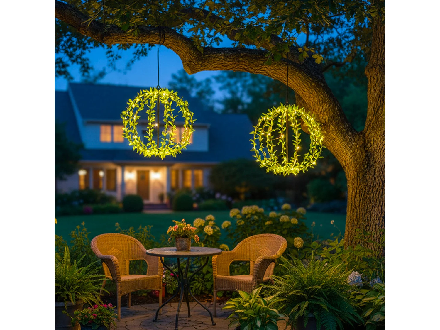 2 suspensions solaires boules feuilles BALL FESTY D30cm