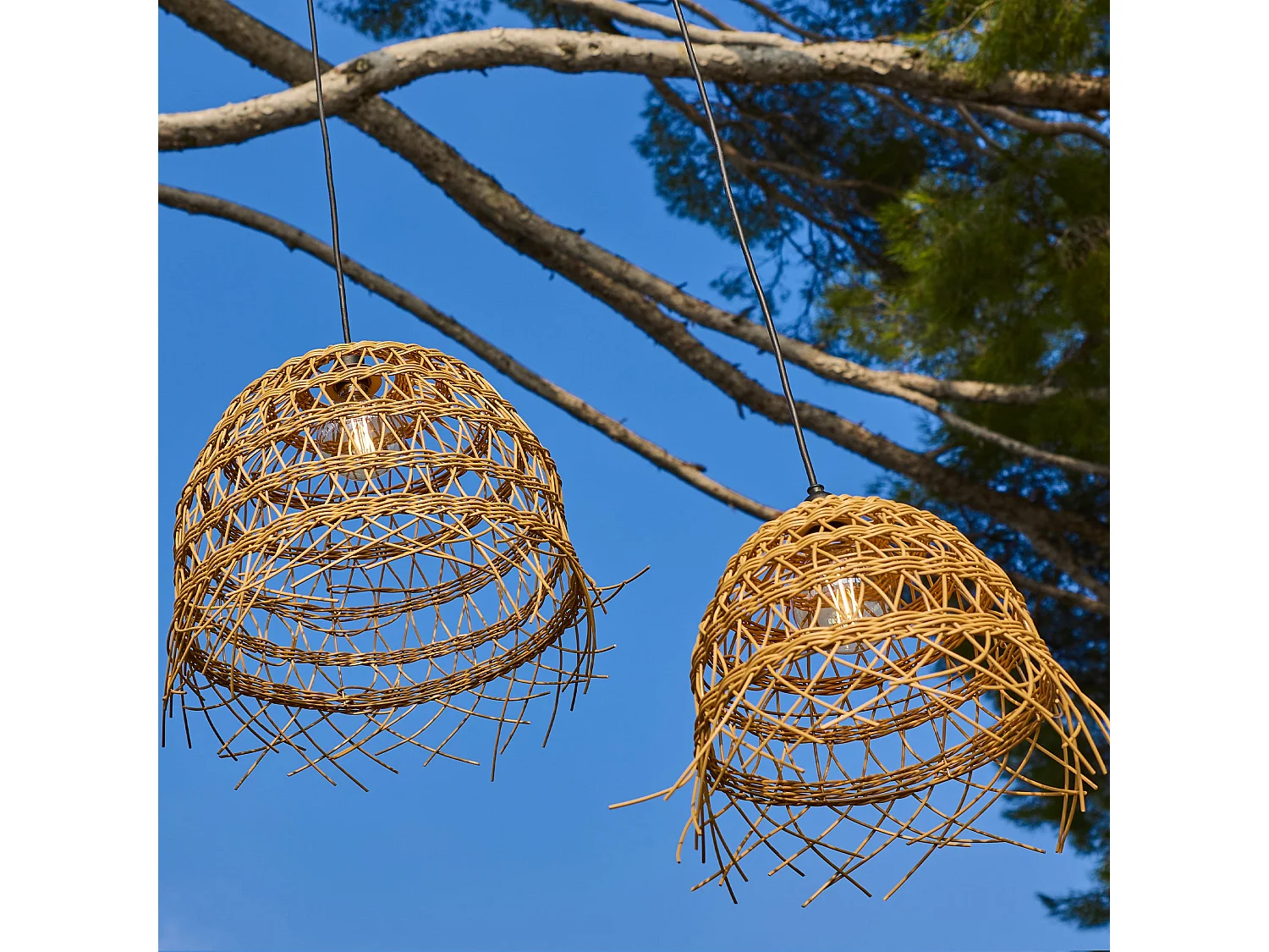 Lot 2 Suspensions HAWAII LONG Extérieures Polyrotin H45cm