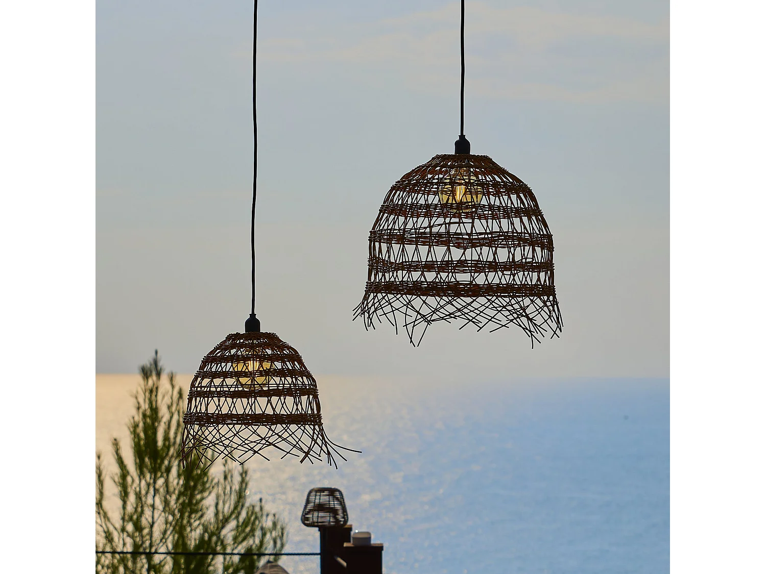 Lot 2 Suspensions HAWAII LONG Extérieures Polyrotin H45cm