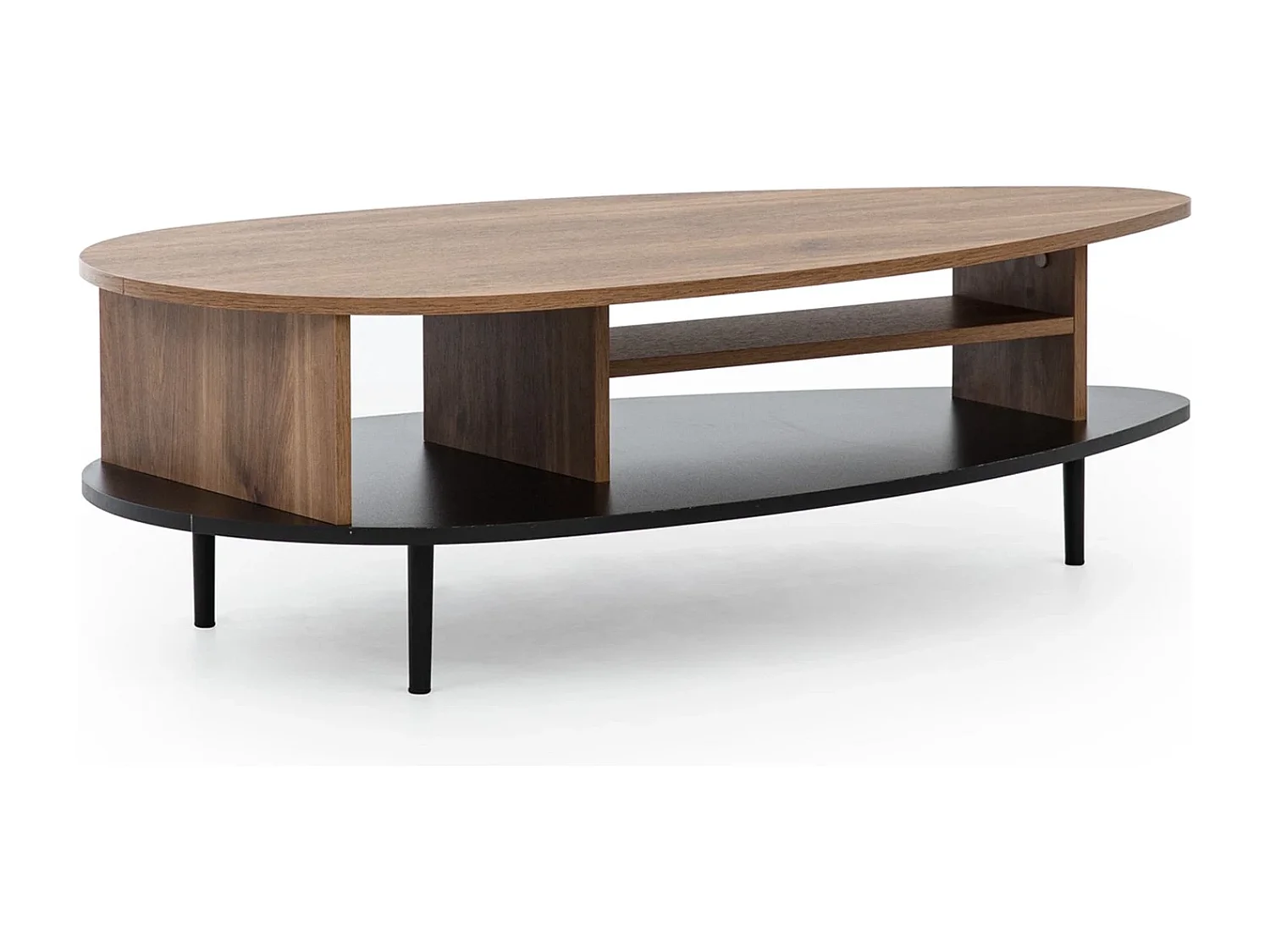 Table basse Nero 120 cm - forme arrondie bois et noir