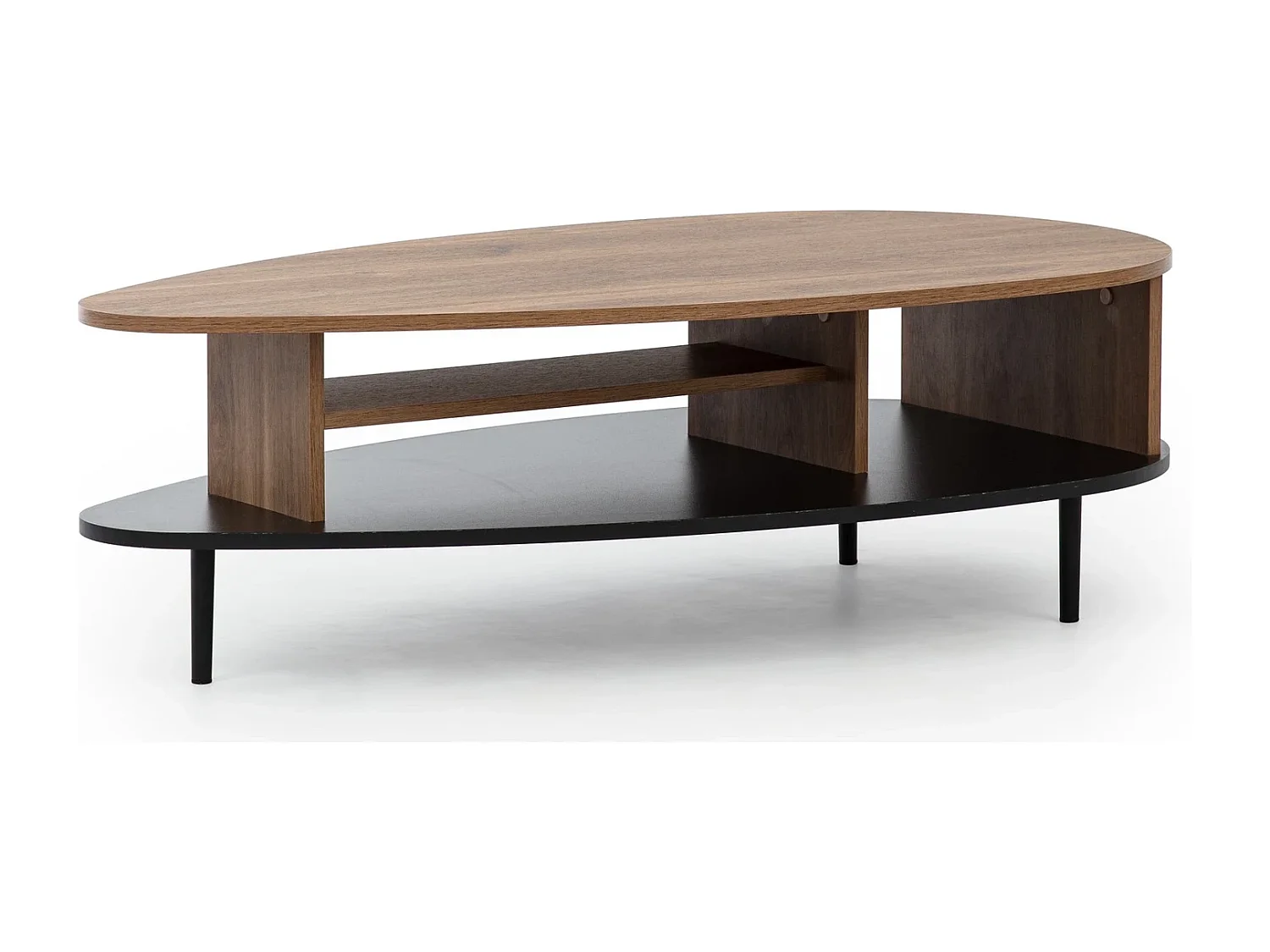 Table basse Nero 120 cm - forme arrondie bois et noir