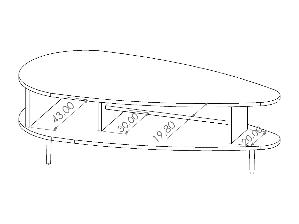 Table basse Nero 120 cm - forme arrondie bois et noir