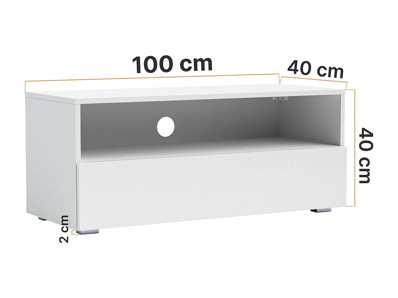 TV-meubel Tebris 100 cm - Mat Wit compact 2-in-1