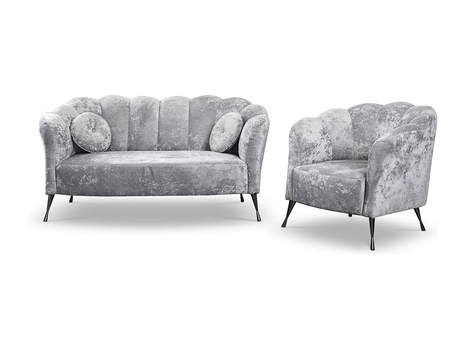 Zithoek 2+1 Adria - fluweel platinagrijs zwarte poten