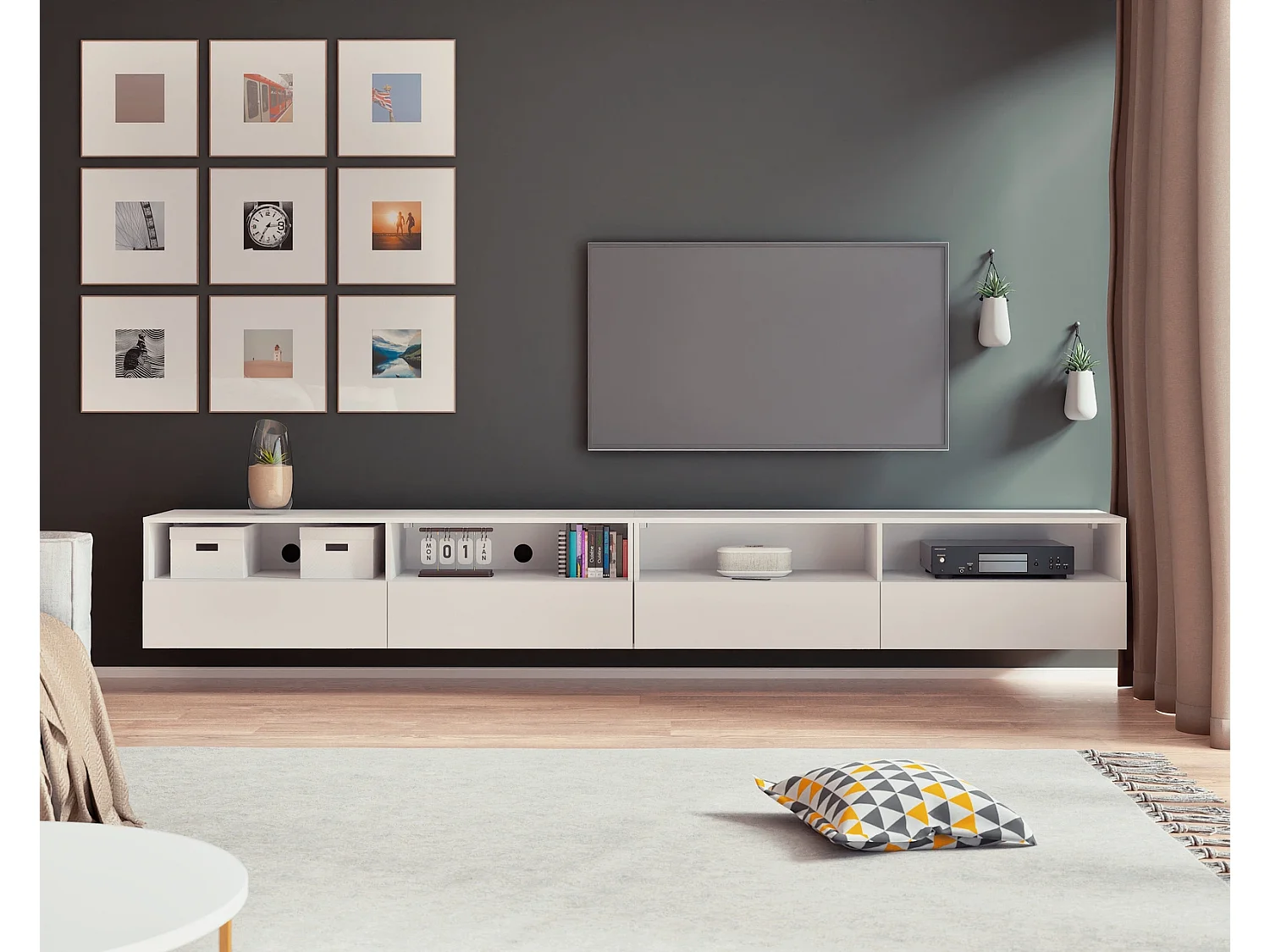 TV-Lowboard Tebris Dual 200 cm - Kaschmir (Set 2x100 cm)