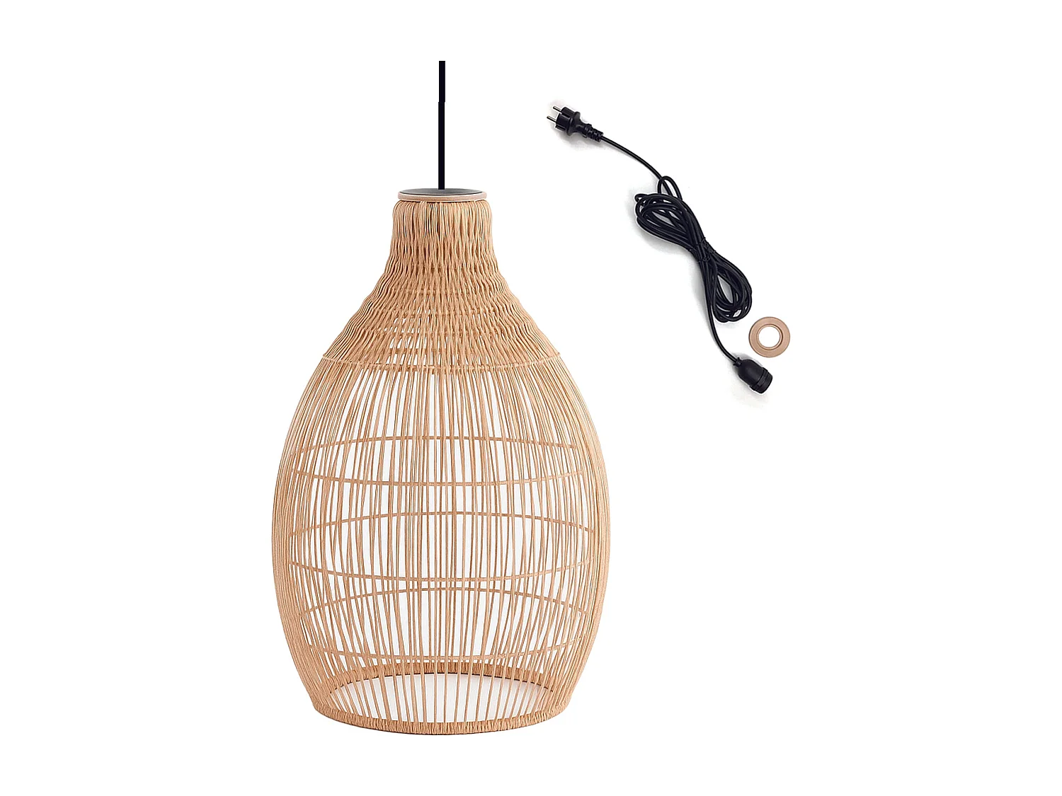 Suspension HOLIDAY Extérieure Polyrotin Beige H42cm