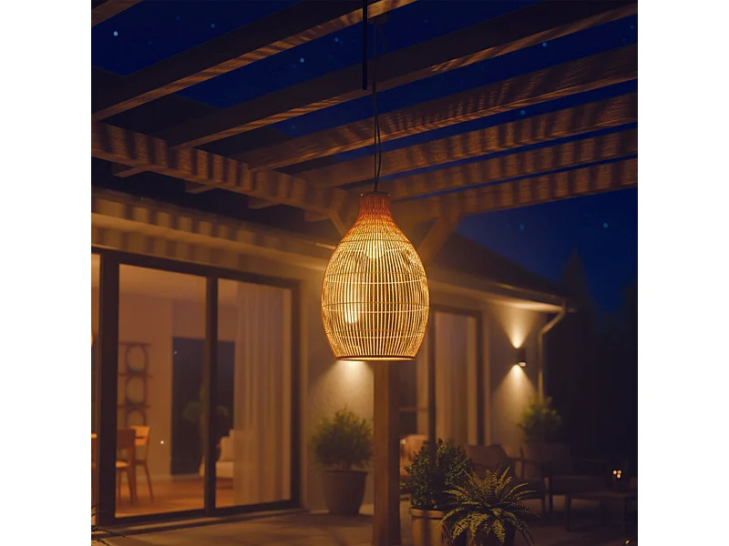 Suspension HOLIDAY Extérieure Polyrotin Beige H42cm