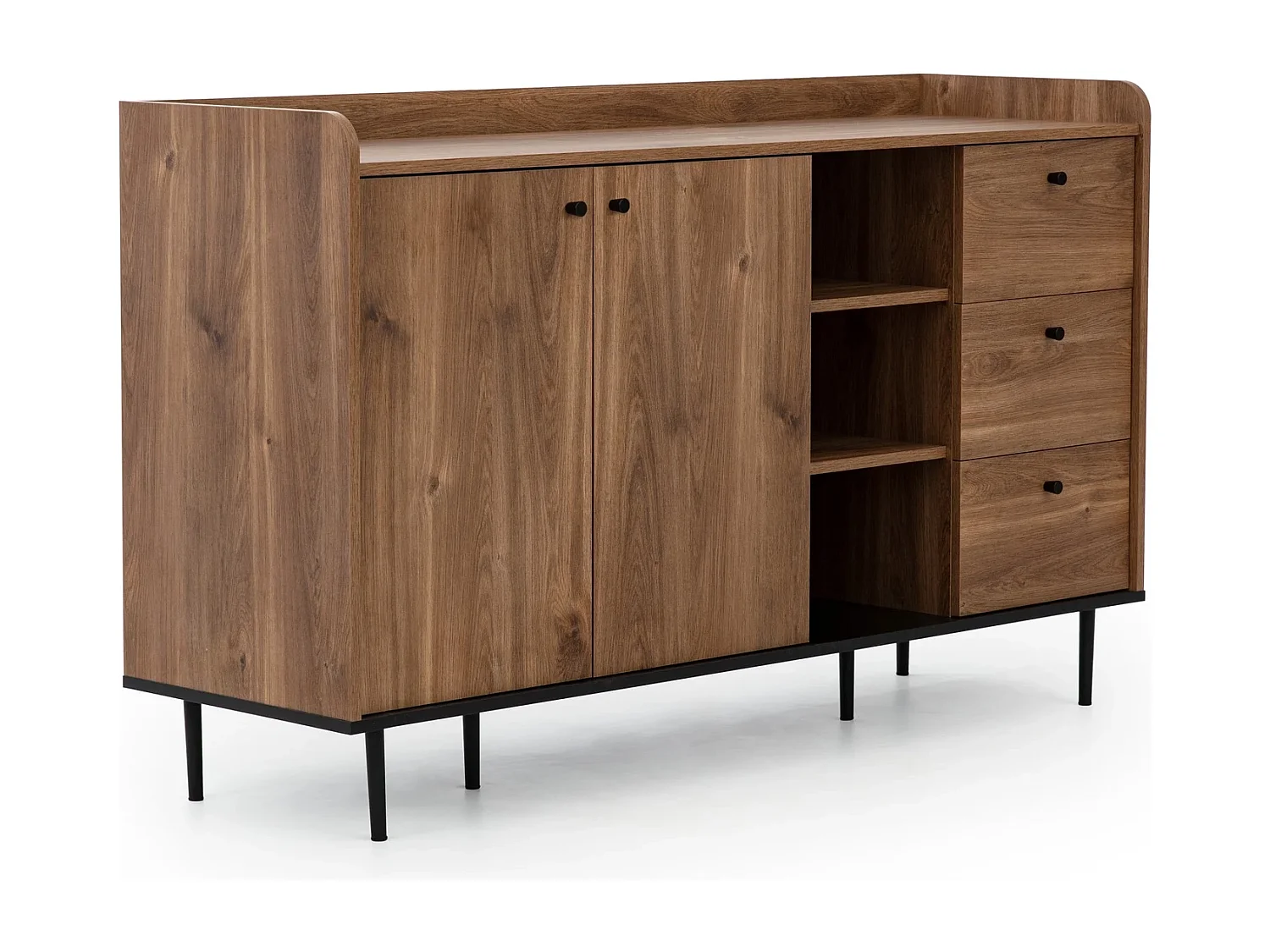 Dressoir 150 cm Nero - 2 deuren 3 laden loft stijl