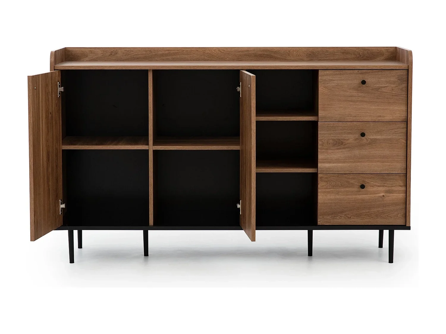 Dressoir 150 cm Nero - 2 deuren 3 laden loft stijl