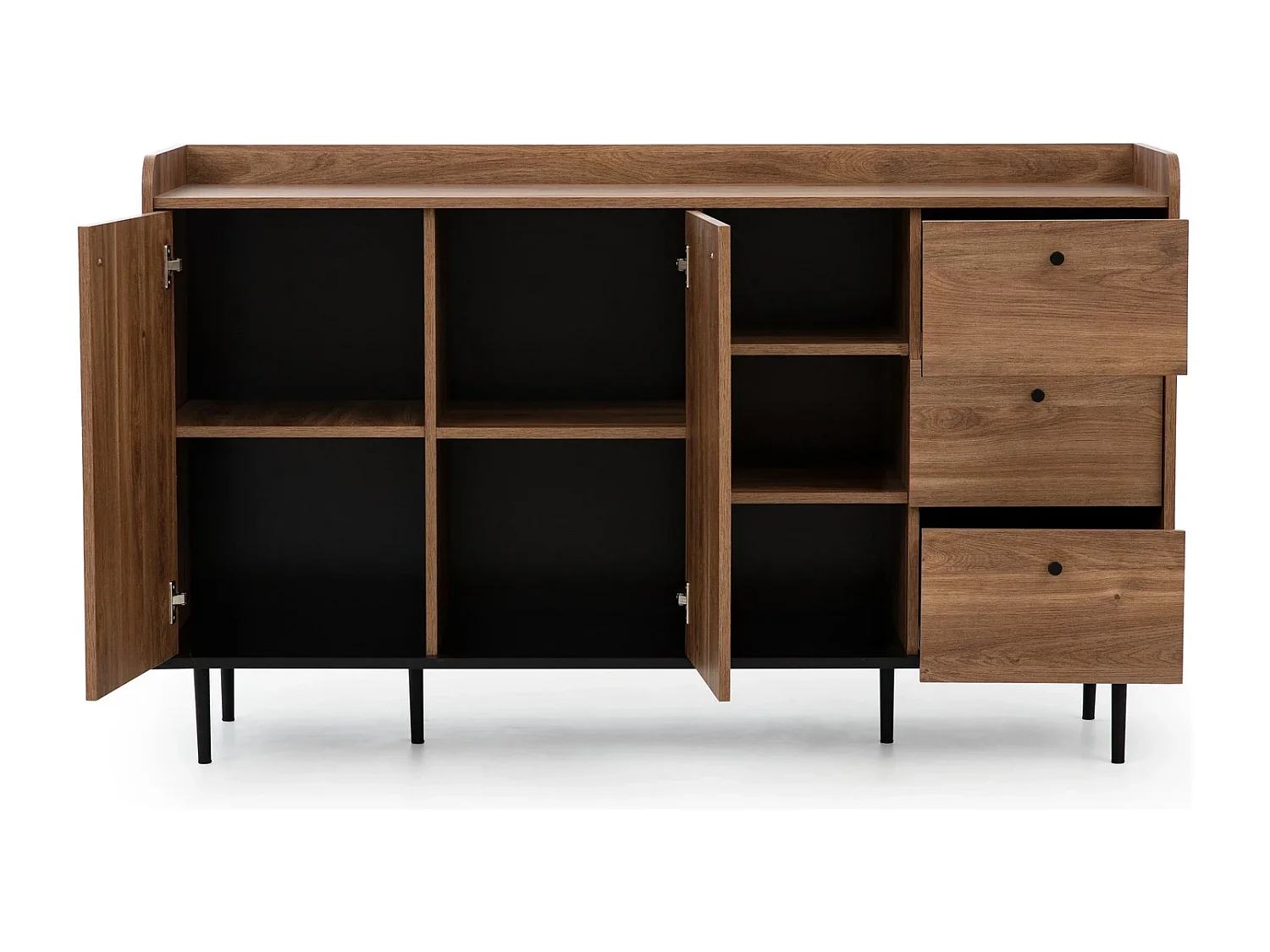 Dressoir 150 cm Nero - 2 deuren 3 laden loft stijl