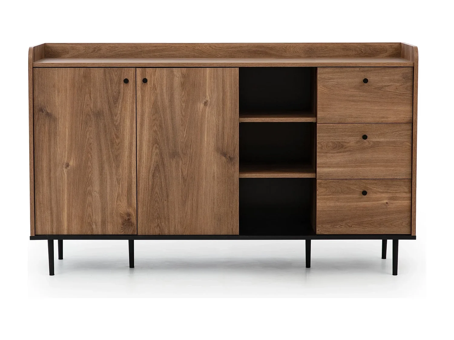 Dressoir 150 cm Nero - 2 deuren 3 laden loft stijl