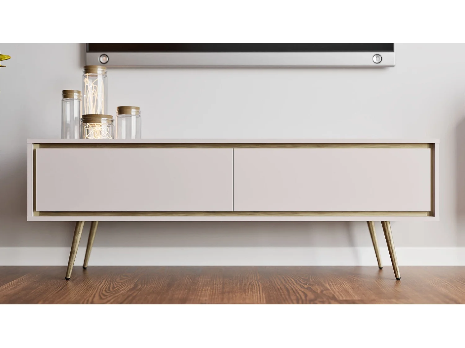 TV-Schrank Tori 150 cm - Kaschmir und goldene Füße