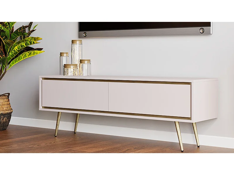 TV-Schrank Tori 150 cm - Kaschmir und goldene Füße