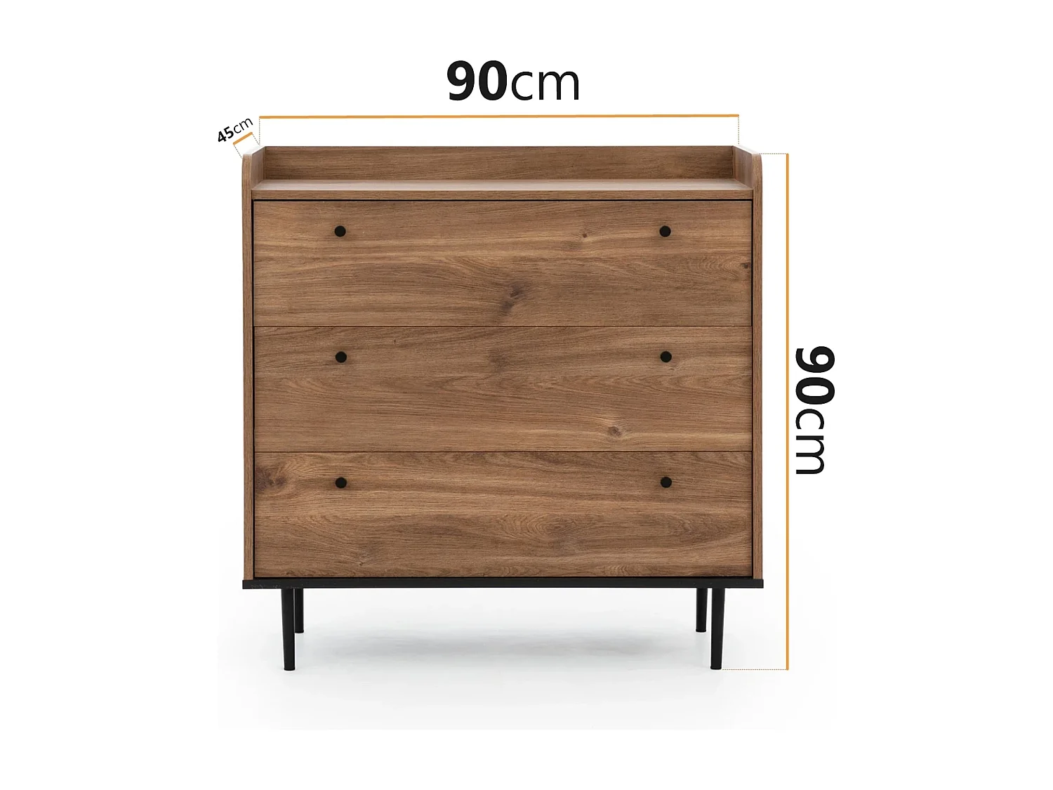 Ladekast met 3 laden Nero 90 cm - Brandy Castello