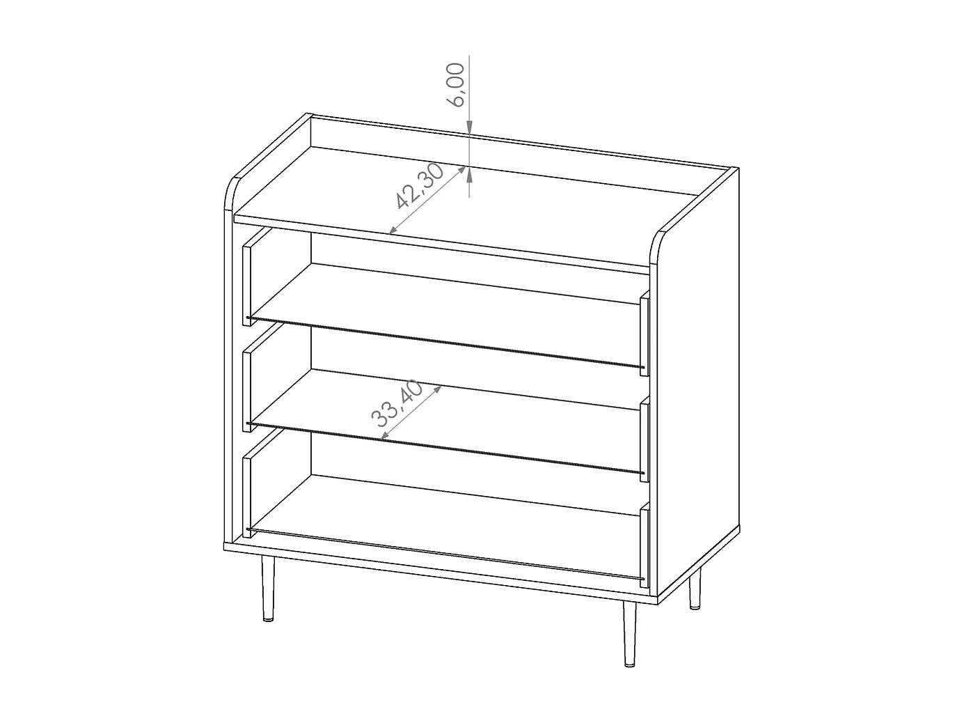 Ladekast met 3 laden Nero 90 cm - Brandy Castello