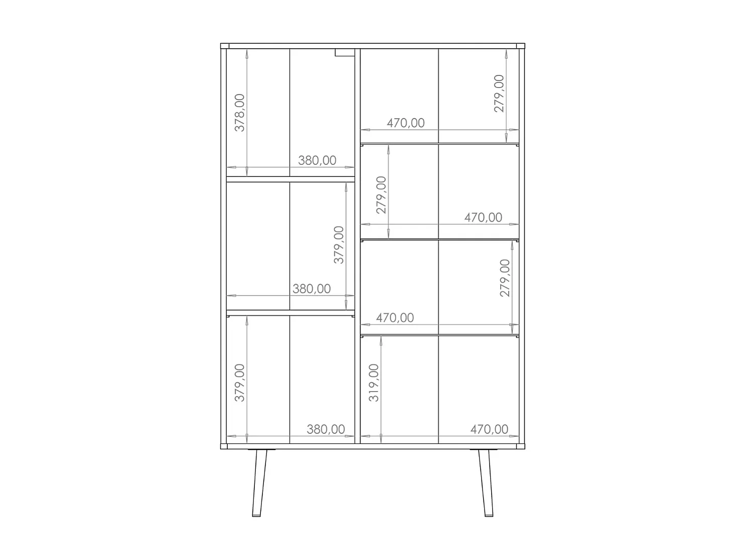Vitrine Pinelli 90 cm - fischgrät fronten & glas