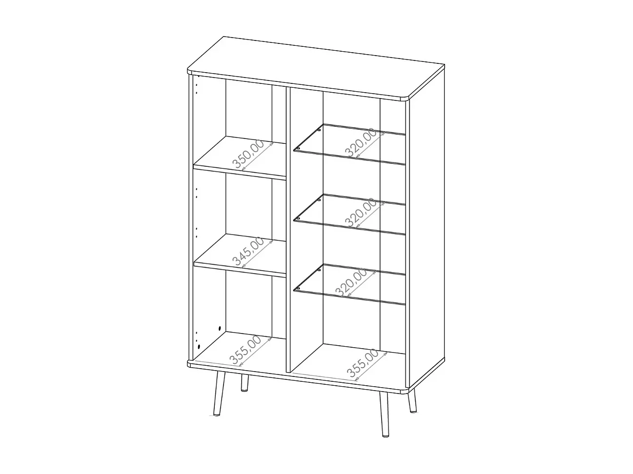 Vitrine Pinelli 90 cm - fischgrät fronten & glas